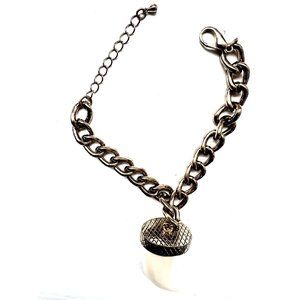 Men/Woman Tiger Tooth Plastic Beige-Gold Color Adjustable Chain Bracelet